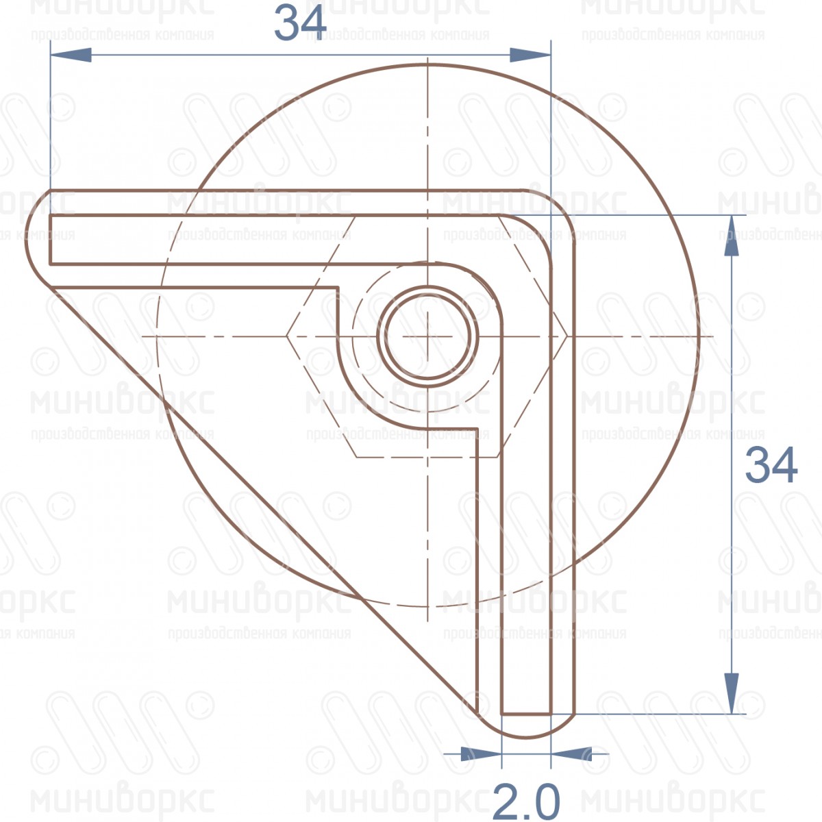 Комплекты опор для уголков и резьбовых опор 34x34 – U34-34M8.D40x40 | картинка 6